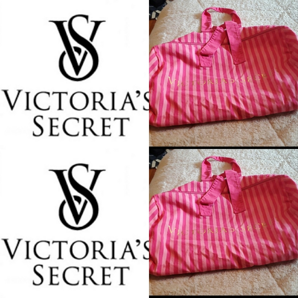 Large Victoria Secret striped travel duffle bag